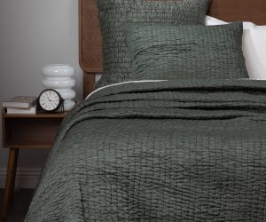 Amity home hadon quilt in eucalyptus   puckered textured design
