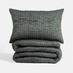 Amity home hadon quilt in eucalyptus   ruched grid texture