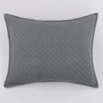 Amity home dale linen sham in neutral grey   diamond quilted