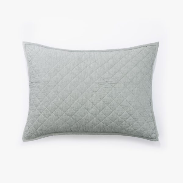 Amity home dale linen sham in sea glass   diamond quilted linen texture