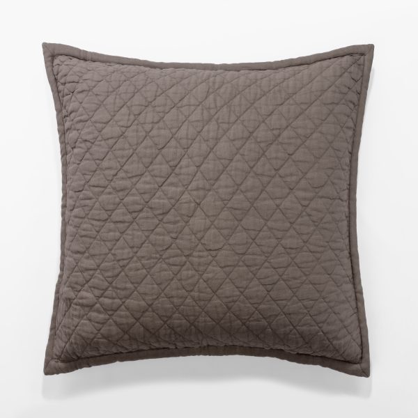 Amity home dale linen sham in walnut brown   quilted diamond pattern
