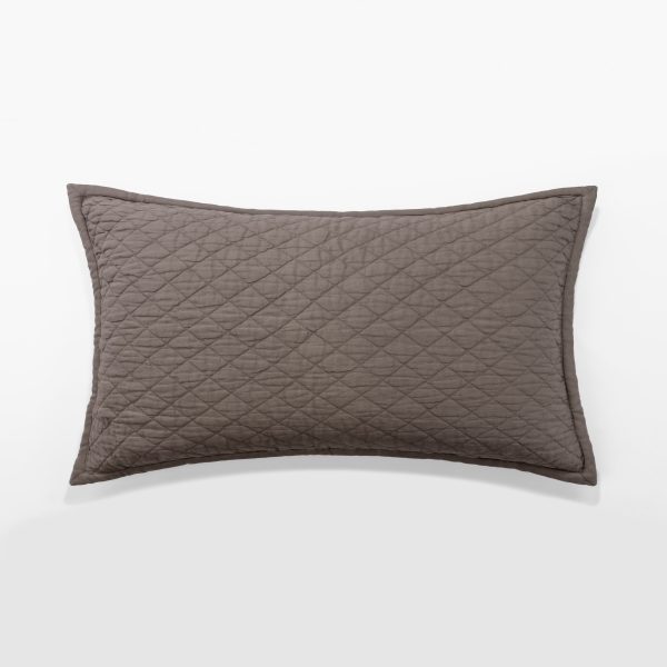 Amity home dale linen sham in walnut brown   diamond quilted texture