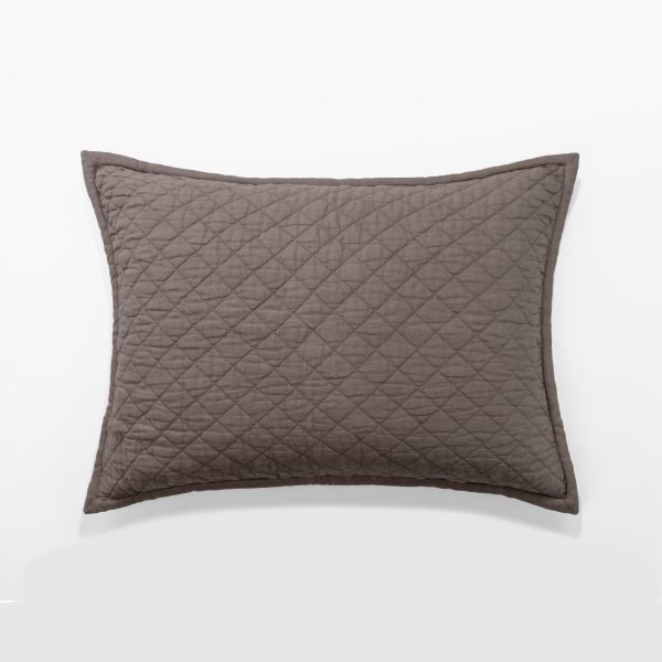 Amity home dale linen sham in walnut brown   diamond quilted texture
