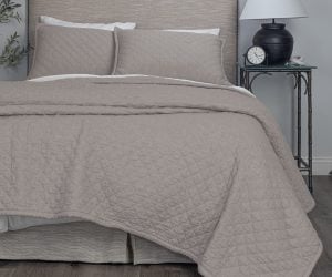 Amity home dale linen quilt in ash grey   diamond quilted texture