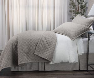 Amity home dale linen quilt in ash grey   diamond quilted texture