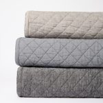 Amity home dale linen quilt   stacked neutral grey linen quilts with diamond quilting and natural texture