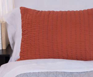 Amity home twain quilt in brickcharcoal   hand stitched texture