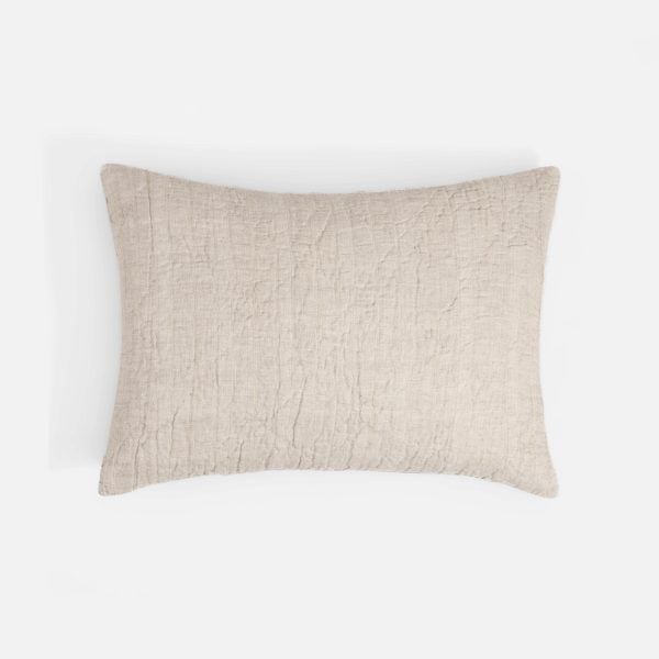 Amity home rocco sham in natural beige   crinkled linen texture