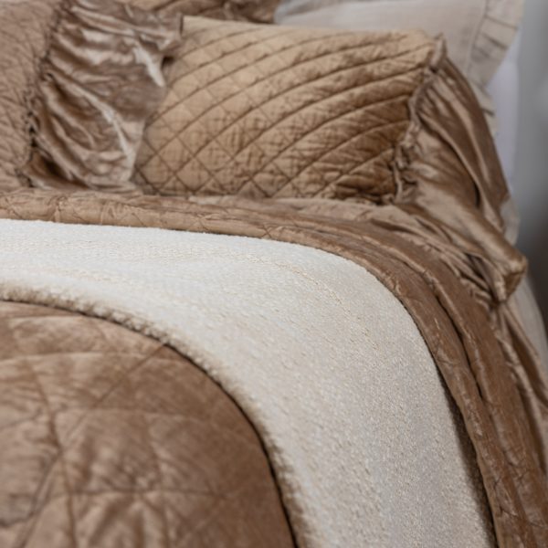 Amity Home Orlana Lurex Coverlet in Ivory - Diamond Quilted Texture