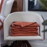 Amity home kyler linen quilt in burnt sienna   soft linen texture
