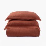 Amity home kyler linen quilt in burnt sienna   diamond stitched texture