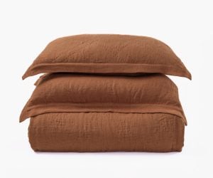 Amity home kyler linen quilt in ochre   diamond quilted linen texture