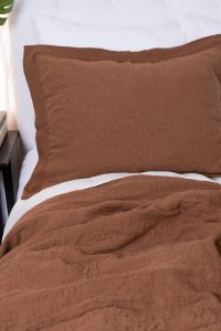 Amity home kyler linen quilt in saddle   subtle quilted texture