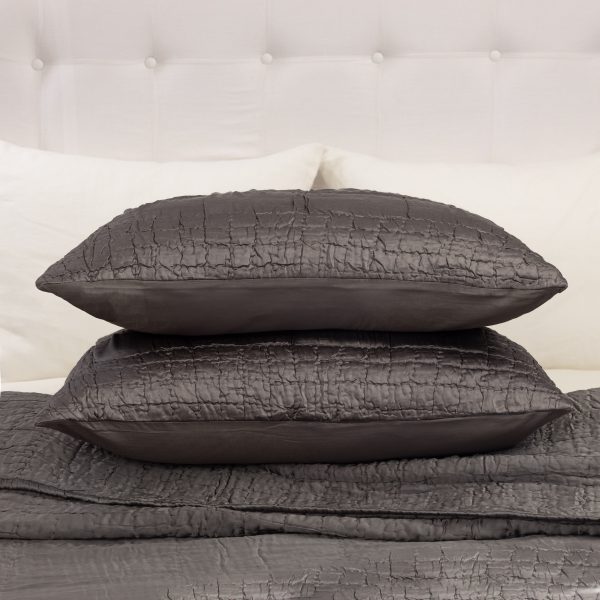 Amity Home Cash Quilt in Charcoal - Crinkled Texture