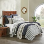 Amity home berkley stripe quilt in blue stripe   soft quilted cotton