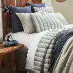 Amity home berkley stripe quilt set in blue  white   horizontal striped design