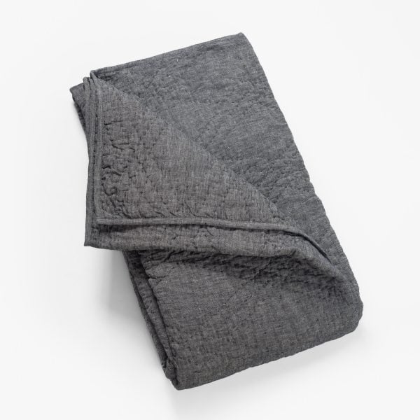 Amity home barcelona linen quilt in asphalt   subtle quilted texture