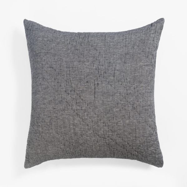 Amity home barcelona linen sham in asphalt   textured linen fabric