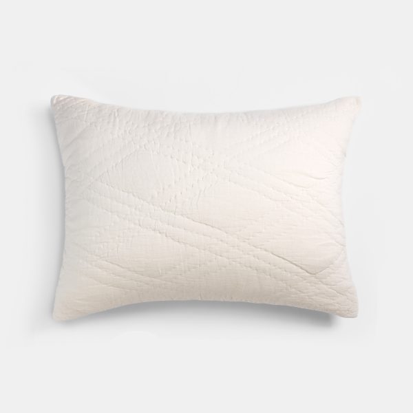 Amity home barcelona linen sham in ivory   crinkled quilted texture