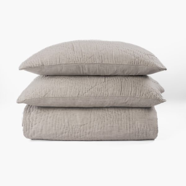 Amity Home Barcelona Linen Quilt in Grey Chambray - Textured Linen