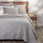 Amity home barcelona linen quilt in grey chambray   crinkled texture