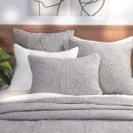 Amity home barcelona linen quilt in grey chambray   crinkled texture