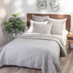 Amity home barcelona linen quilt in grey chambray   crinkled texture