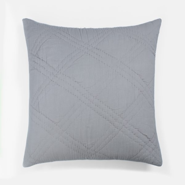 Amity home barcelona linen sham in neutral grey   diamond quilted texture