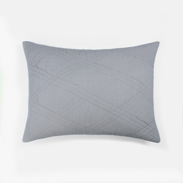 Amity home barcelona linen sham in neutral grey   quilted texture