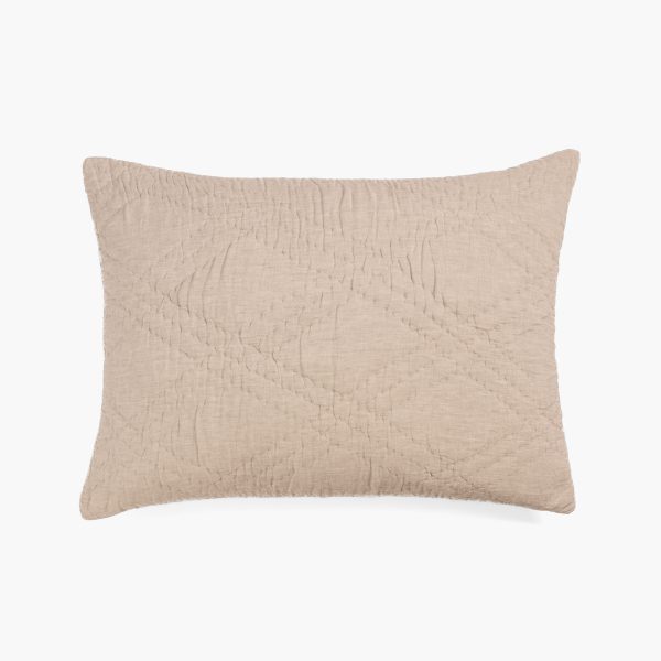 Amity home barcelona linen sham in natural   quilted linen texture