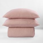 Amity home barcelona linen quilt in petal pink   subtle stitched texture