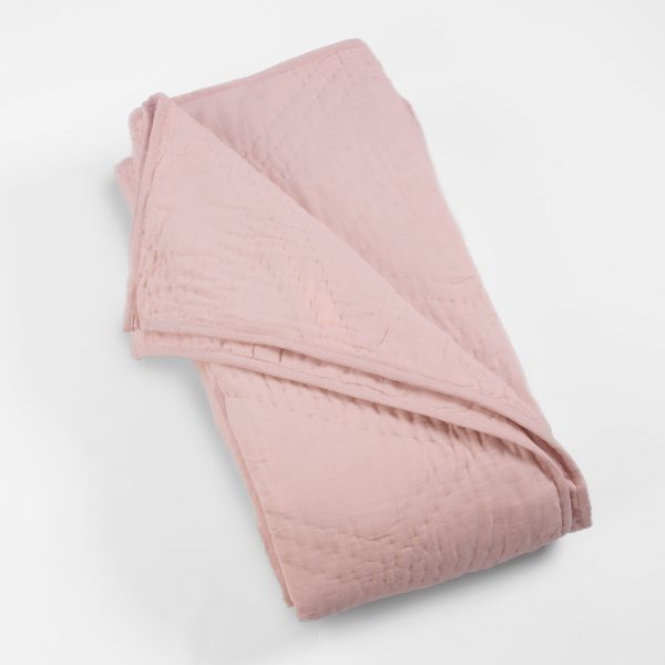 Amity home barcelona linen quilt in petal pink   soft linen texture