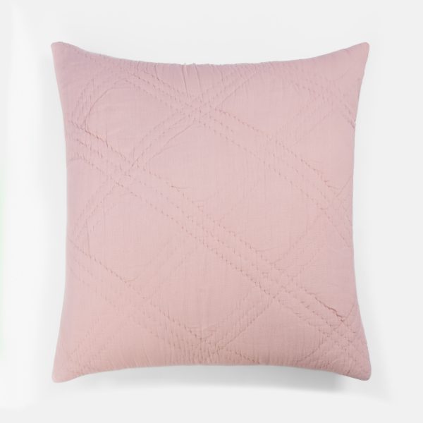 Amity home barcelona linen sham in petal pink   subtle stitched pattern