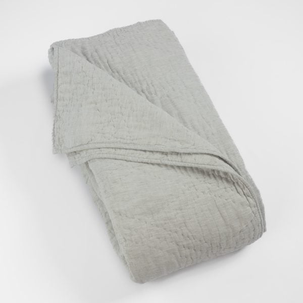 Amity home barcelona linen quilt in sea glass   soft quilted linen texture