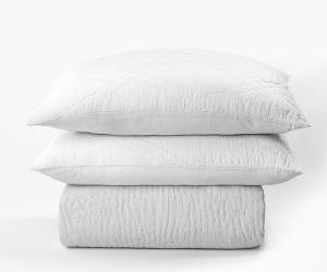 Amity home barcelona linen quilt in white   subtle quilted linen texture