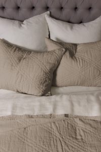 Amity home barcelona linen quilt in ash grey   crinkled linen texture