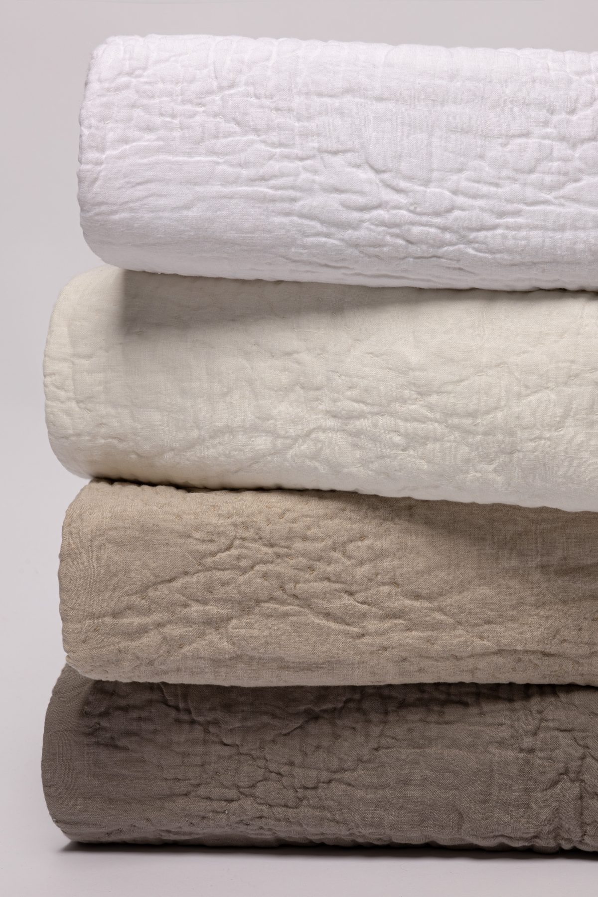 Amity home barcelona linen quilt in ash grey   crinkled linen texture