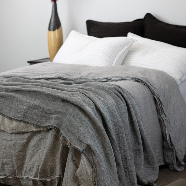 Kent Linen Bedspread, Asphalt/Natural