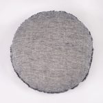 Amity home kent round pillow in indigo   frayed edge detail