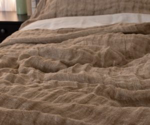 Amity home kent bedspread in ochrenatural   crinkled linen texture