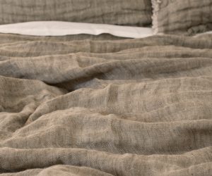 Amity home kent bedspread in kalenatural   crinkled linen texture