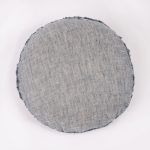 Amity home kent round pillow in peacock   frayed edge detail