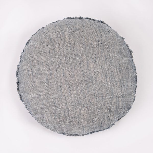 Amity Home Kent Round Pillow in Peacock - Frayed Edge Detail