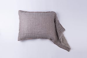 Amity home kent sham in saddlenatural   frayed edge linen texture