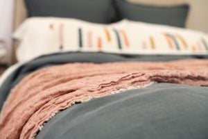 Amity home brisbane linen duvet cover in steel blue   relaxed linen texture