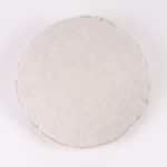 Amity home kent round pillow in white   frayed edge detail