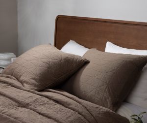 Amity home marshall quilt in tobacco   geometric quilted texture