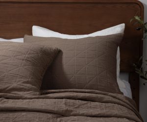 Amity home marshall quilt in tobacco   geometric quilted texture