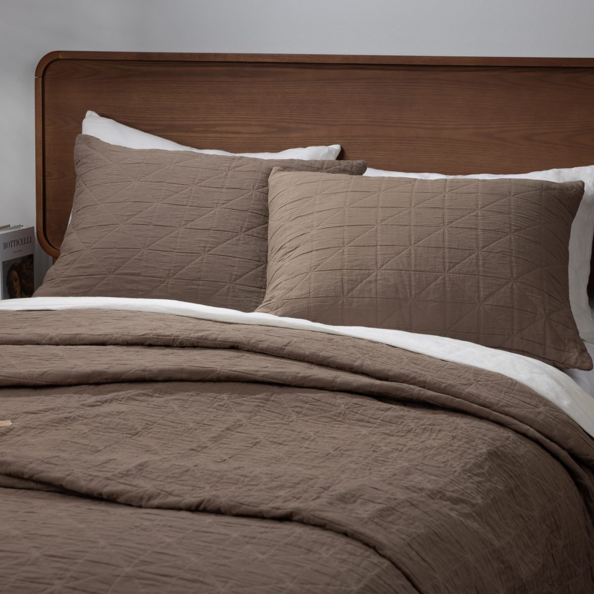 Amity home marshall quilt in tobacco   geometric quilted pattern