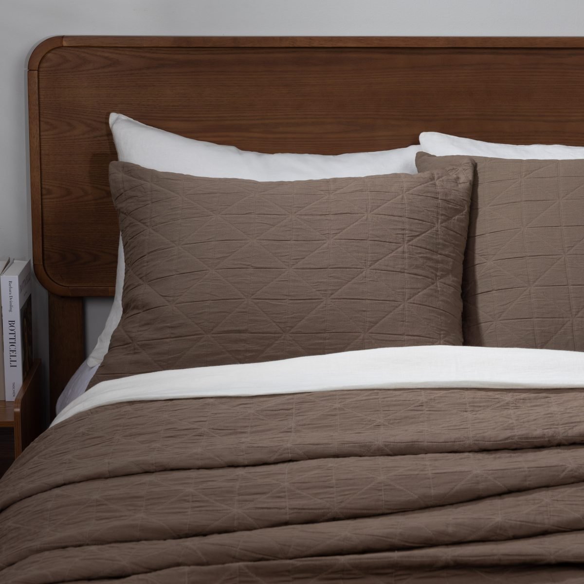 Amity home marshall quilt in tobacco   geometric stitched texture